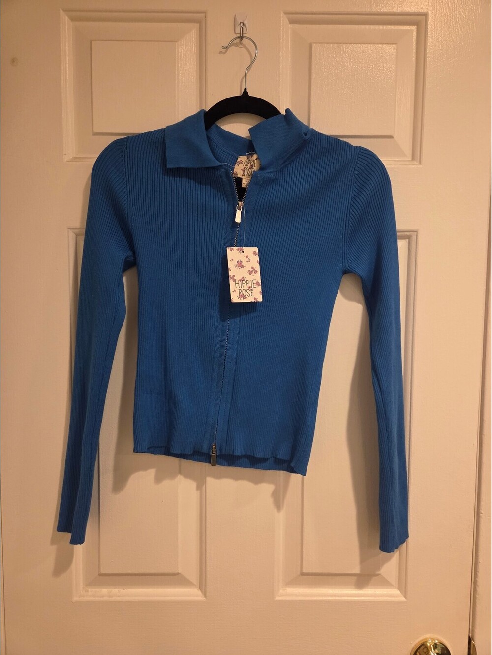 Hippie Rose Women's Northern Lights Blue Full Zip Sweater - Size M